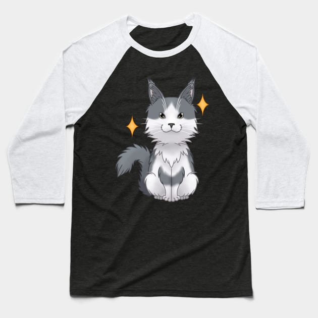 Maine Coon bicolor Baseball T-Shirt by LemonFur